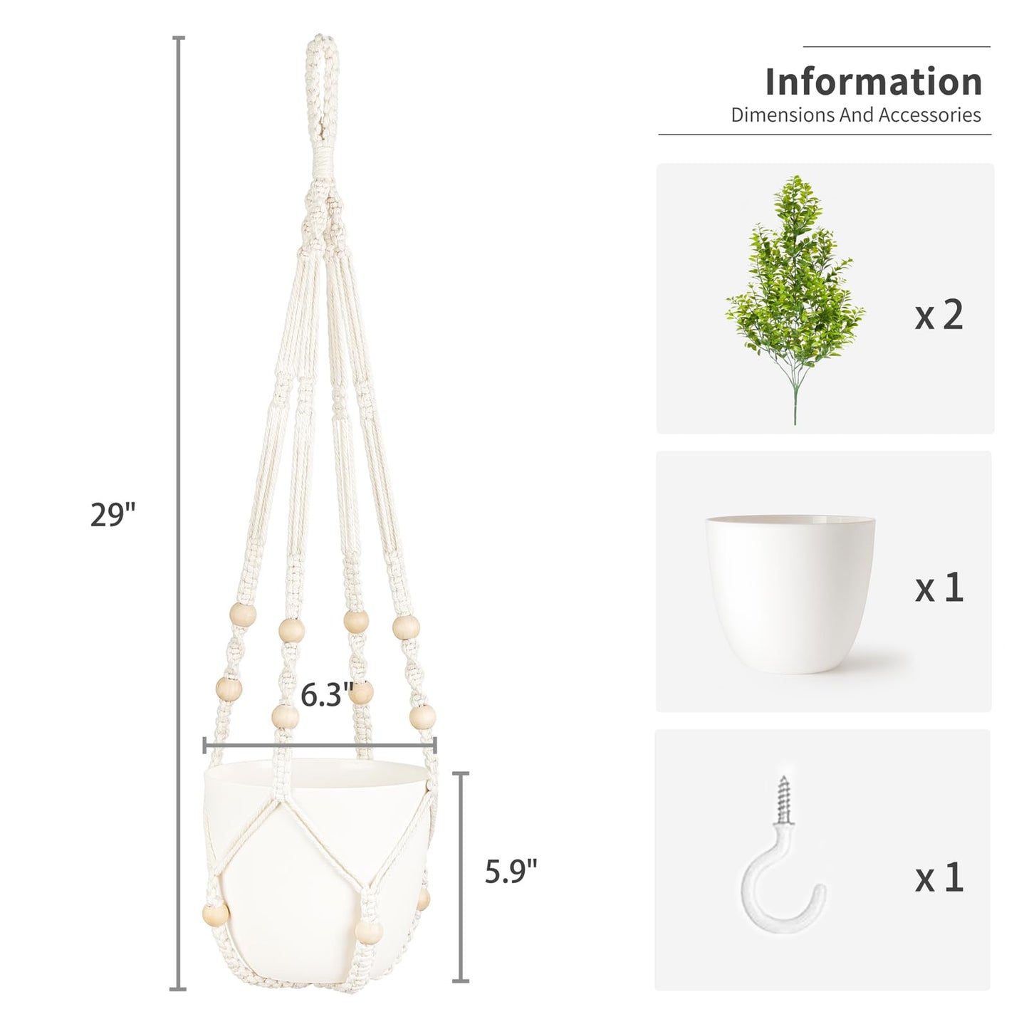 Mkono Fake Hanging Plant with Pot, Artificial Plants for Home Spring Decor Indoor Macrame Plant Hanger with Fake Vines Faux Hanging Planter Greenery for Bedroom Bathroom Office Decoration