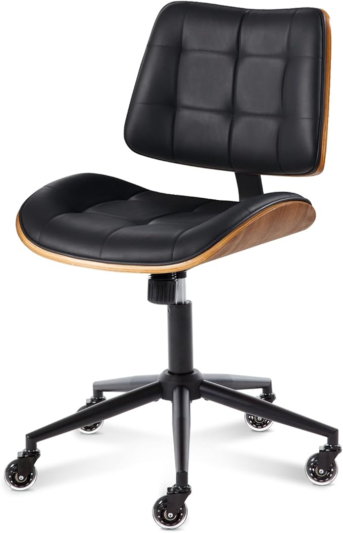 Home Office Desk Chair with Wheels, Adjustable Height Armless Office Chair