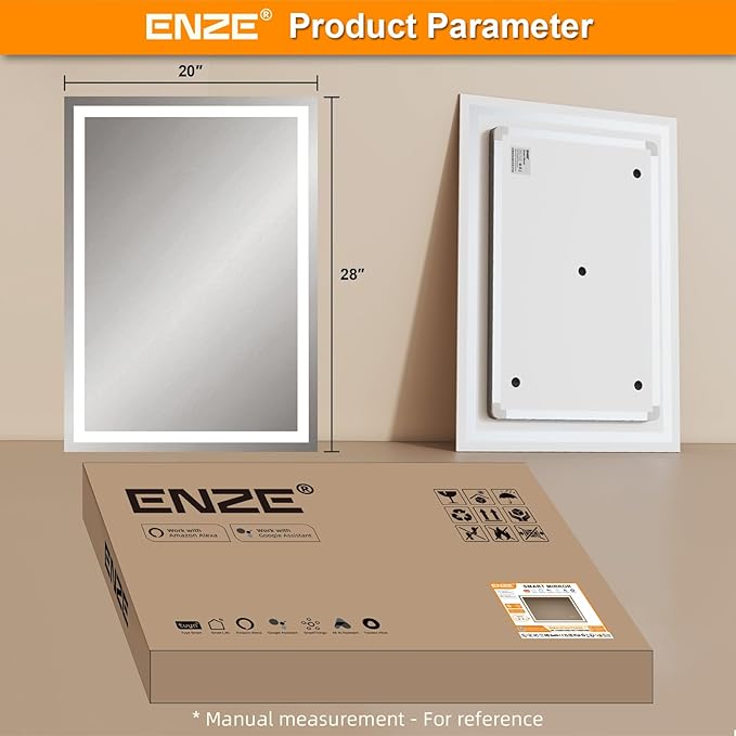 ENZE 20" x 28" Smart LED Bathroom Mirror