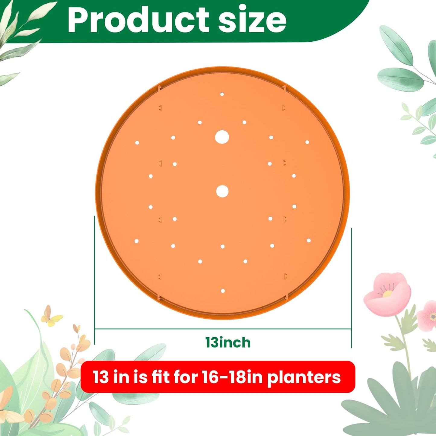 Furniok 2-Pack Round Planter Insert - Plant Pot Insert with Drainage Holes, Use Less Potting Soil, Planter Accessories for Indoor & Outdoor Use (13 inch)