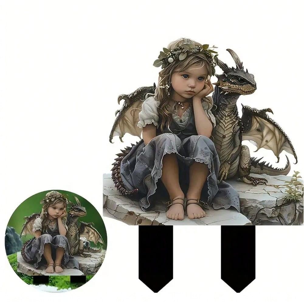 YUEYINGMG Garden Decor, Acrylic 2D Stake, Pot Plants Garden Yard Lawn Outdoor Fairy Statue Ornaments, Fairy Garden Accessories Decoration (Style G)