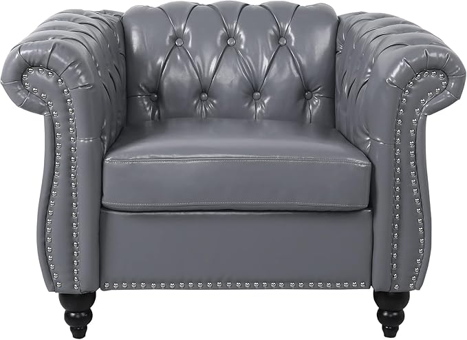 Mid-Century Sofa Chair, Faux Leather Accent Chair