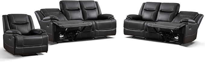 ANJ Premium Genuine Manual Reclining Sofa Set