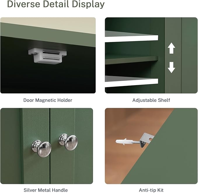 Iwell 58" H Tall Bathroom Storage Cabinet