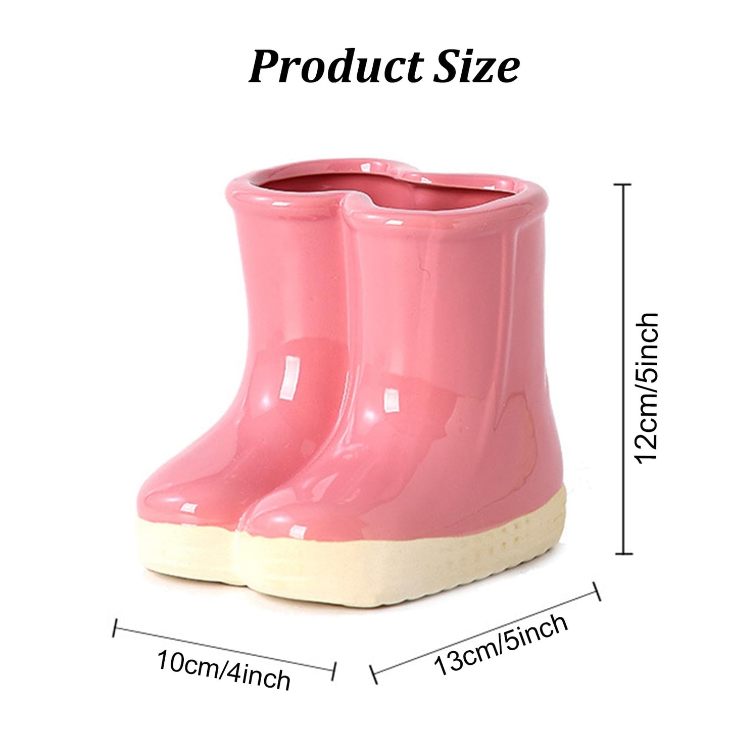 SUZEPER Ceramic Boots Vase, Creative Boots Succulent Planter,Funny Plant Pot for Indoor Outdoor Garden Home Decor(10x13x12cm(4x5x5inch), Orange)