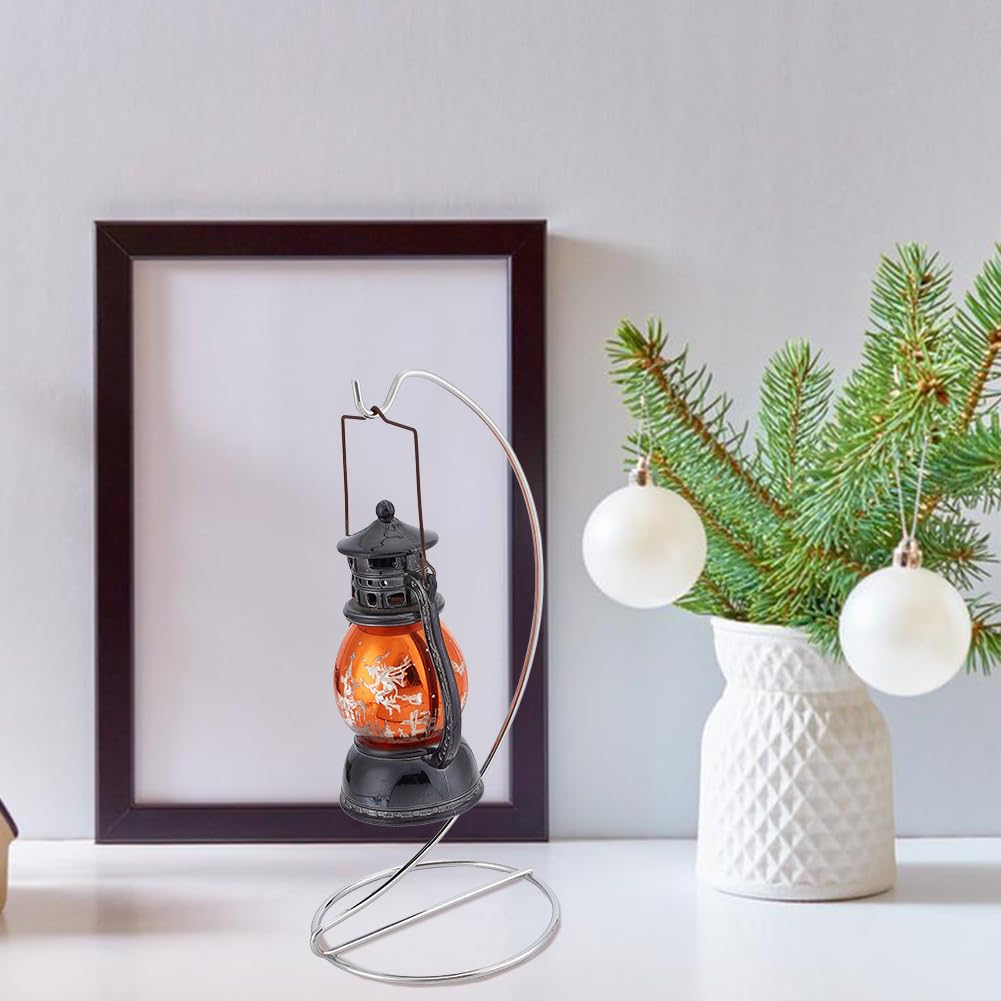 DELORIGIN 6pcs Ornament Display Stand Hanger Holder Glass Globe Iron Wire Stand Hanging Hook Rack for Christmas Lanterns Hanging Air Plant Terrarium Witch Ball Decor DIY Art Craft Display(Silver)