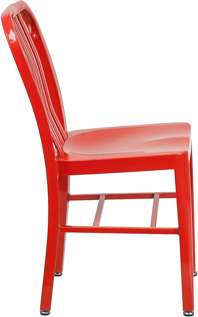 Flash Furniture Commercial Grade Red Metal Indoor-Outdoor Chair