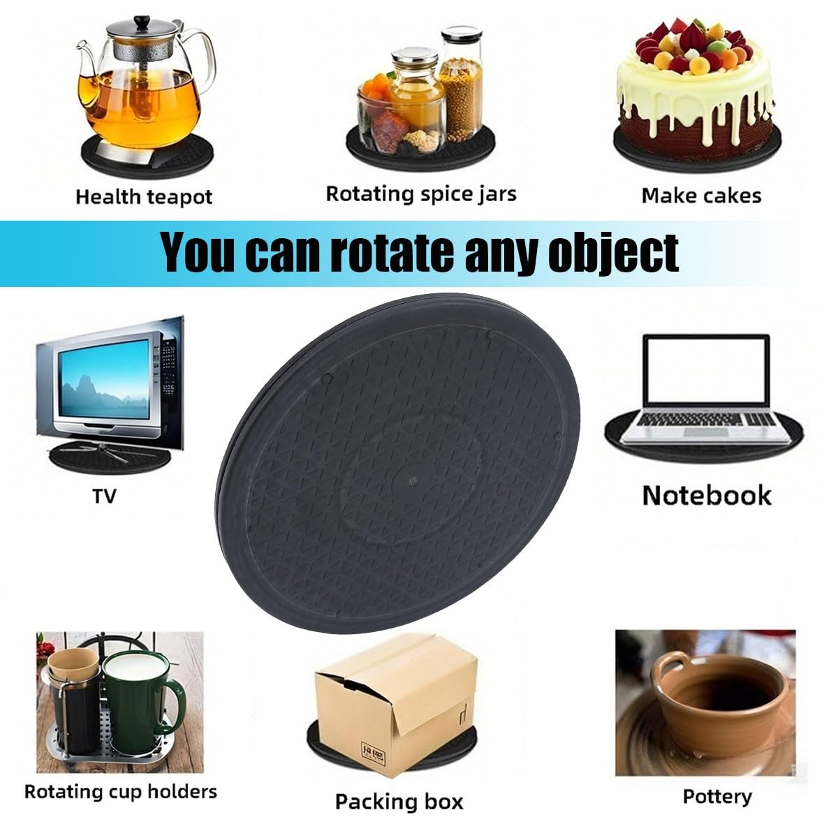 Lazy Susan Turntable 10/12 Inch Heavy Duty Rotating Swivel Stand Turntable with Steel Ball Bearings Multi Purpose 360˚ Rotating platformfor Model Base/Potted Plants/Crafts/Monitor(12"/30cm)