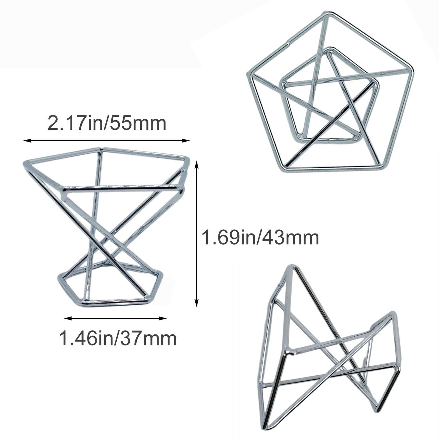 JXQGQ 20 PCS Air Plants Holders Unique Geometric Metal Plant Stands Airplants Container Live Air Fern Display Racks Small Decor Items for Shelf (Silver)