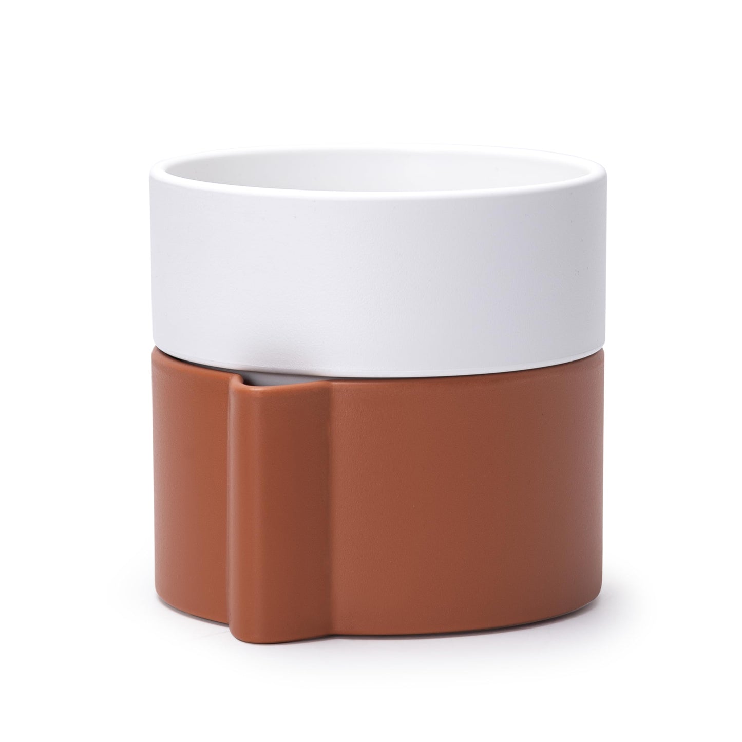 6.5 Inch Self-Watering Planter Pot with Terracotta Insert, Deep Water Reservoir, and Ceramic-Alike BPA-Free Plastic Pot for Plant, Modern Planter for Houseplants, Terracotta/White, 53-B-S-6