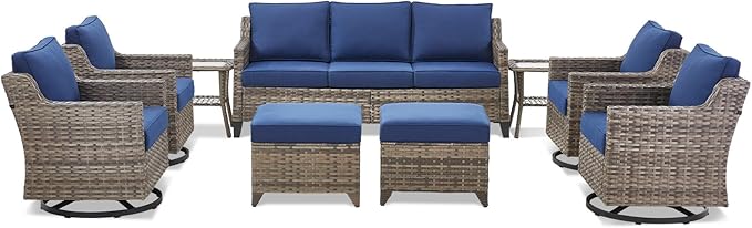 Wicker Patio Furniture Set-9 Pieces All-Weather Wicker Outdoor Furniture