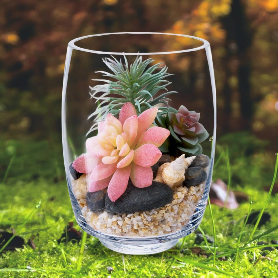 7.5“ Round Hurricane Glass Footed Pillar Candle Holder Clear Flower Vase Floral Planter Terrarium for Weddings, Parties, and Home Decor - Elegant Table Centerpiece