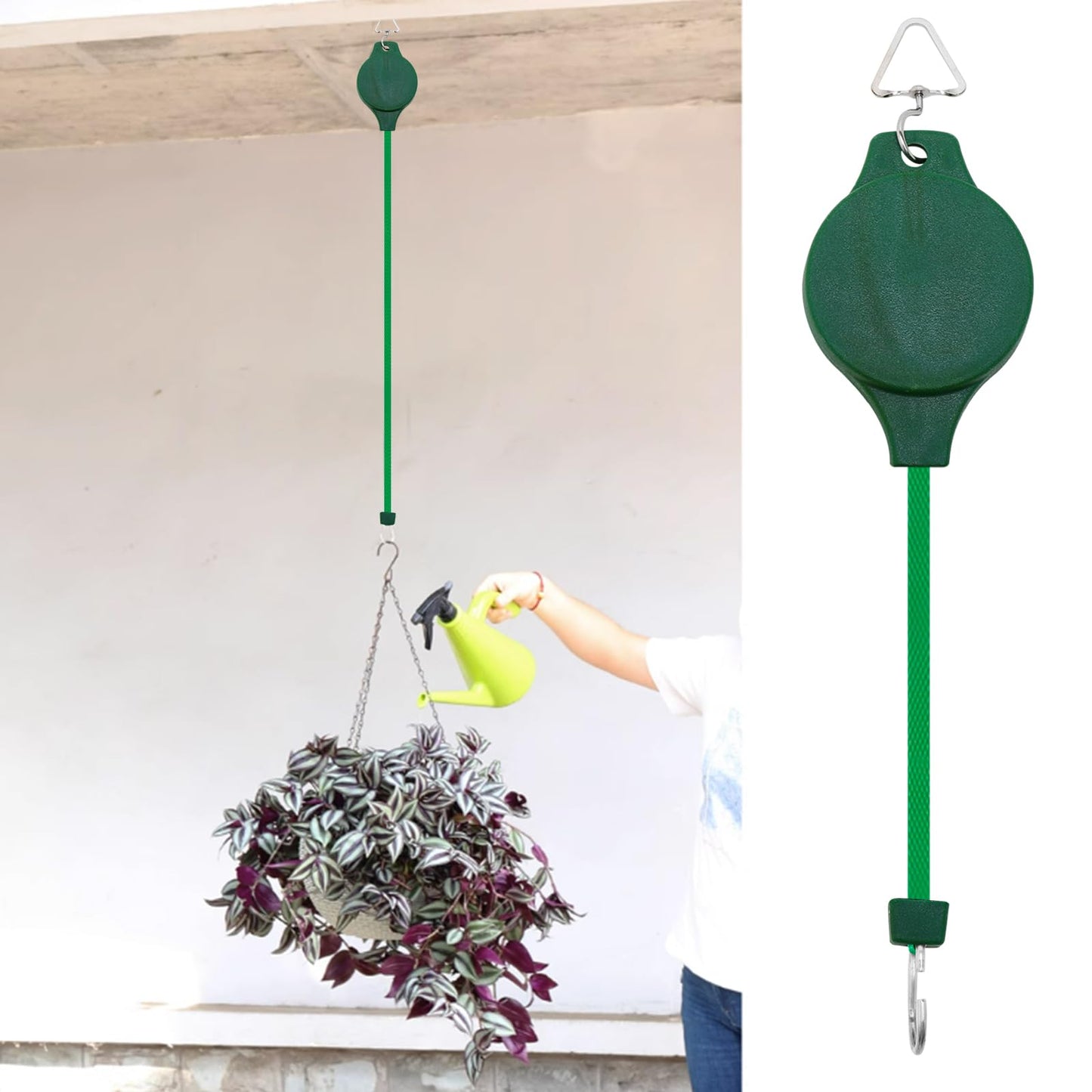 3 Packs Plant Pulley Set for Garden Baskets Pots, Birds Feeder Retractable Plant Hangers for Hanging Basket Planter Heavy Duty Adjustable Ceiling Pulley Hook for Hanging Outdoor Indoor Plants Flower