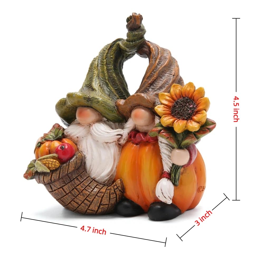 Hodao Harvest Loveļ¼Thanksgiving Pumpkin Gnome Couple Embrace Figurines-Adorable Fall Pumpkin Gnomes Home Indoor Tabletop Decoration-Fall Thanksgiving Gifts