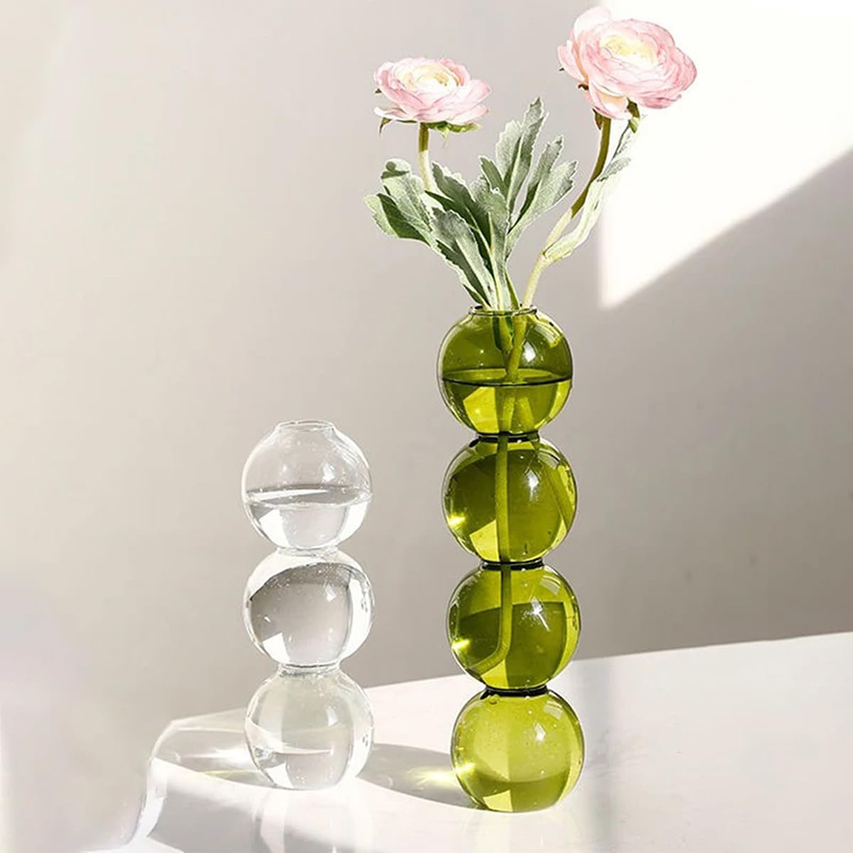 LKXHarleya Aesthetic Ball Aesthetic Decorative Vase, Glass Bubble Vases Ball Bud Vase for Centerpieces, Flower Arrangement, 2.36 x 8.66 Inch, Orange