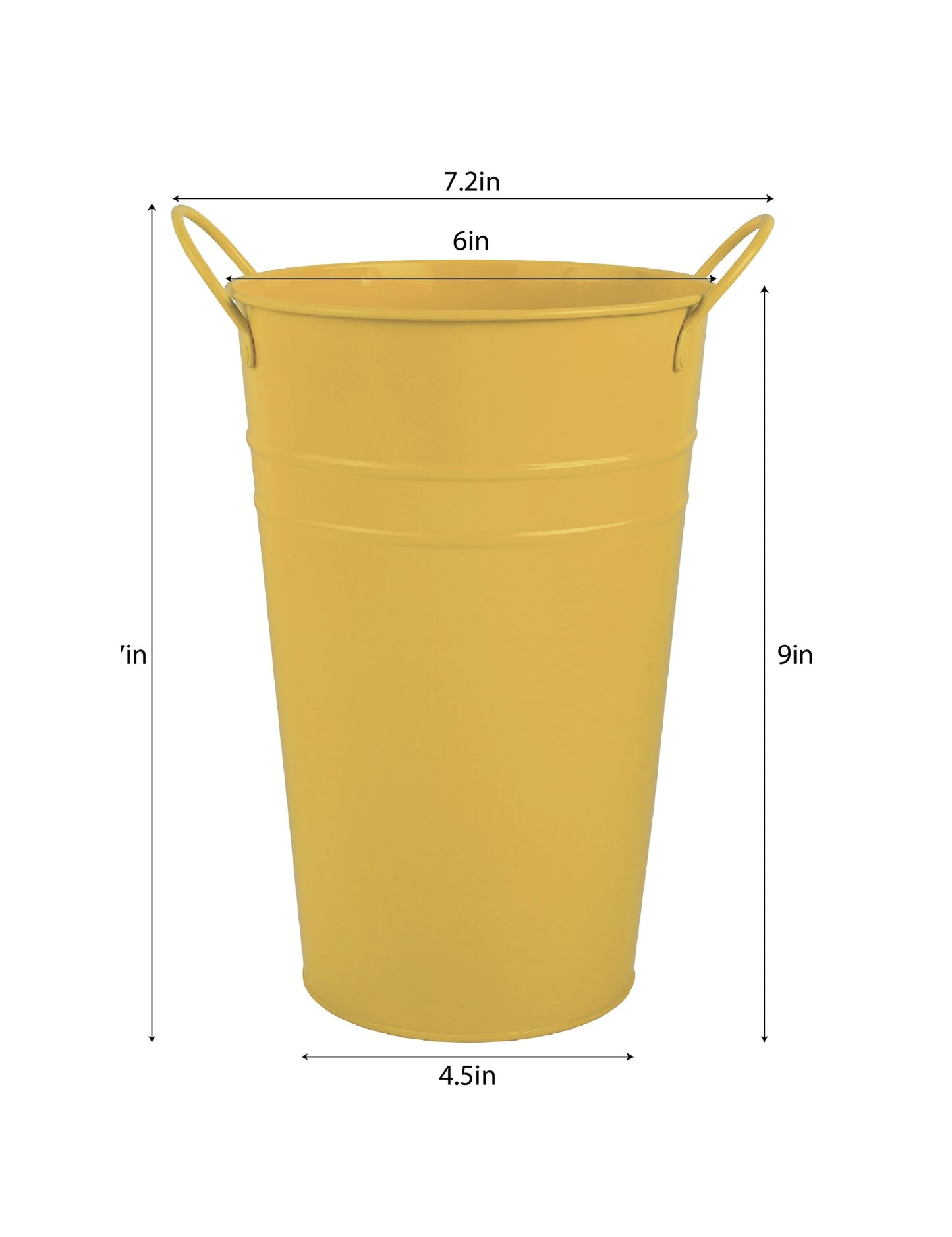 DAHO 4 Pack 9 Inch Tall Metal Planters with Handles, Flower Vases, Farmhouse Rustic Buckets for Home Decor, Garden, Patio, Party, Wedding Decorations, Farmhouse (Yellow, 9.06")