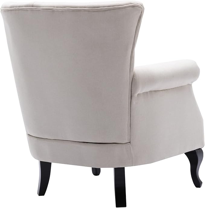 Mid Century Modern Accent Chair Upholstered Armchair Comfy Linen Fabric Single