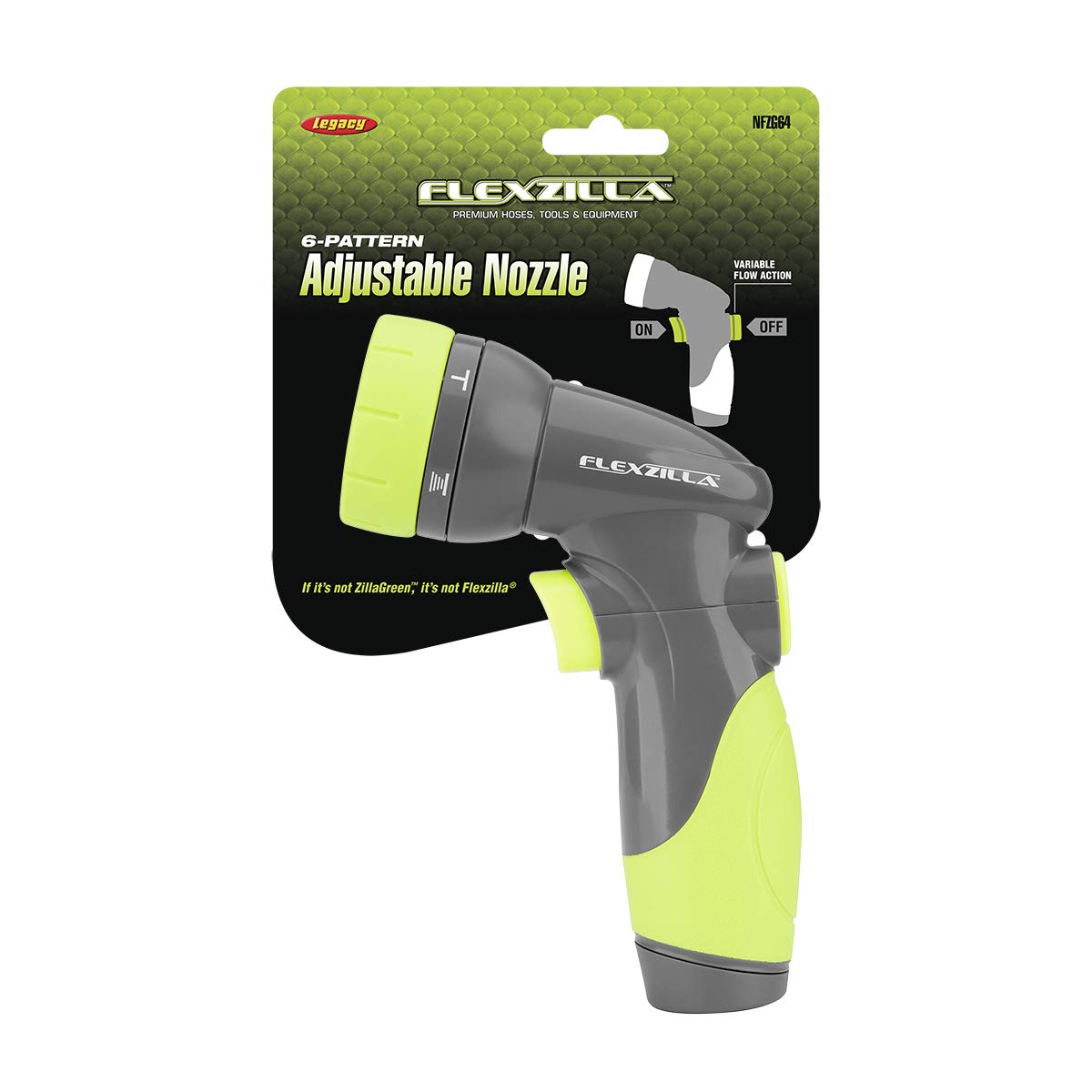 Flexzilla 6-Pattern Adjustable Garden Hose Nozzle Sprayer with Easy to Use on/off toggle & Durable Design