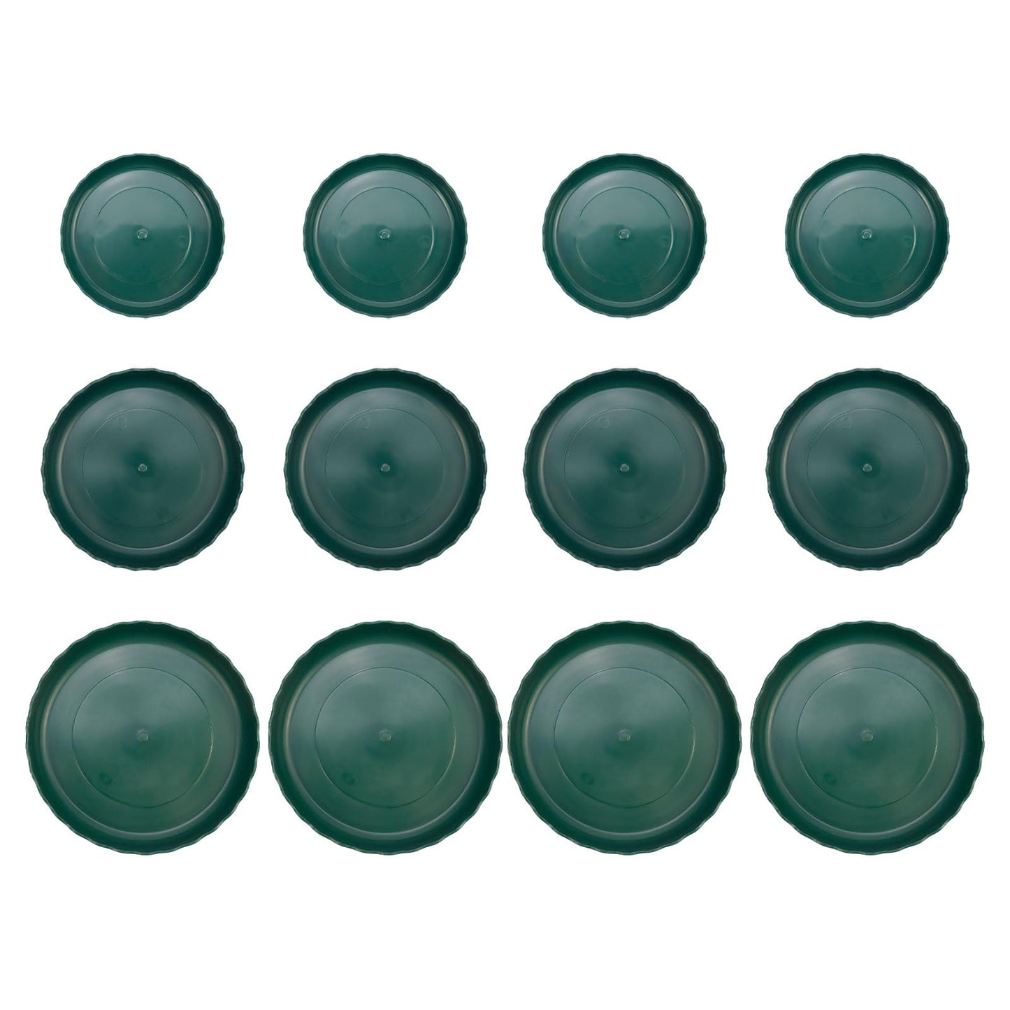 Dnyta 12pcs Dark Green Plant Saucer Plastic Planter Water Tray Flower Saucers Plates for Indoor Outdoor Plants (6" /8" / 10")