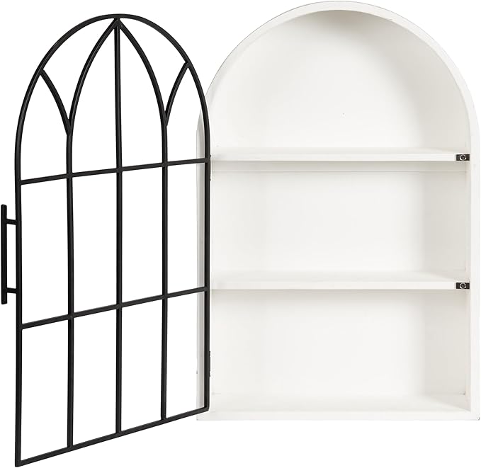 Kate and Laurel Megara Decorative Wooden Hanging Arched Wall Cabinet