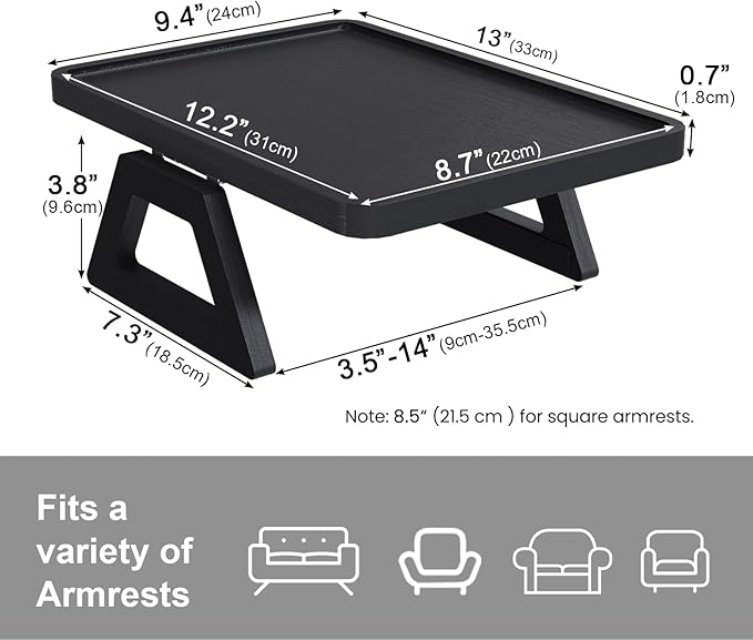 Couch Arm Tray, Bamboo Folding Sofa Tray, Sofa Armrest Trays Clip-On Couch Desk