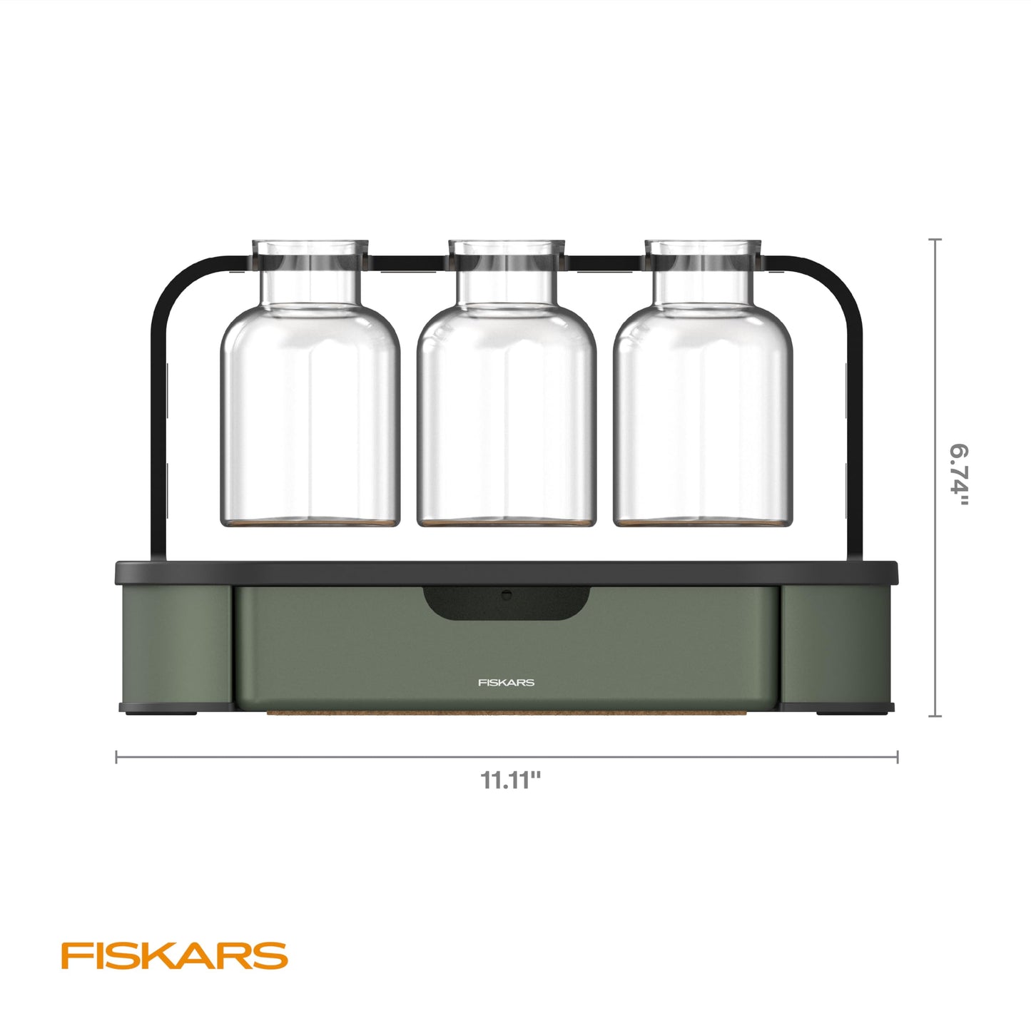 Fiskars Plant Propagation Station, Glass Test Tube Vases for Rooting Cuttings w/Metal Rack & Storage Drawer, Hydroponic System for Indoor Gardening Decor, Straight Sided Flutes for Easy Root Removal