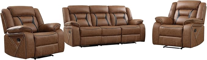 EBELLO Faux Leather Recliner Sofa Furniture Set