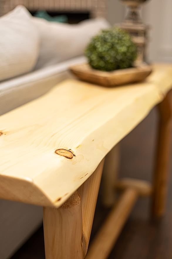 Live Edge Log Sofa Table — Rustic Live Edge Log Furniture