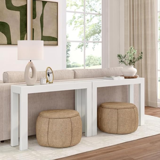 Plank+Beam Modern Solid Wood Console Table, 46 Inch, Sofa Table, Narrow