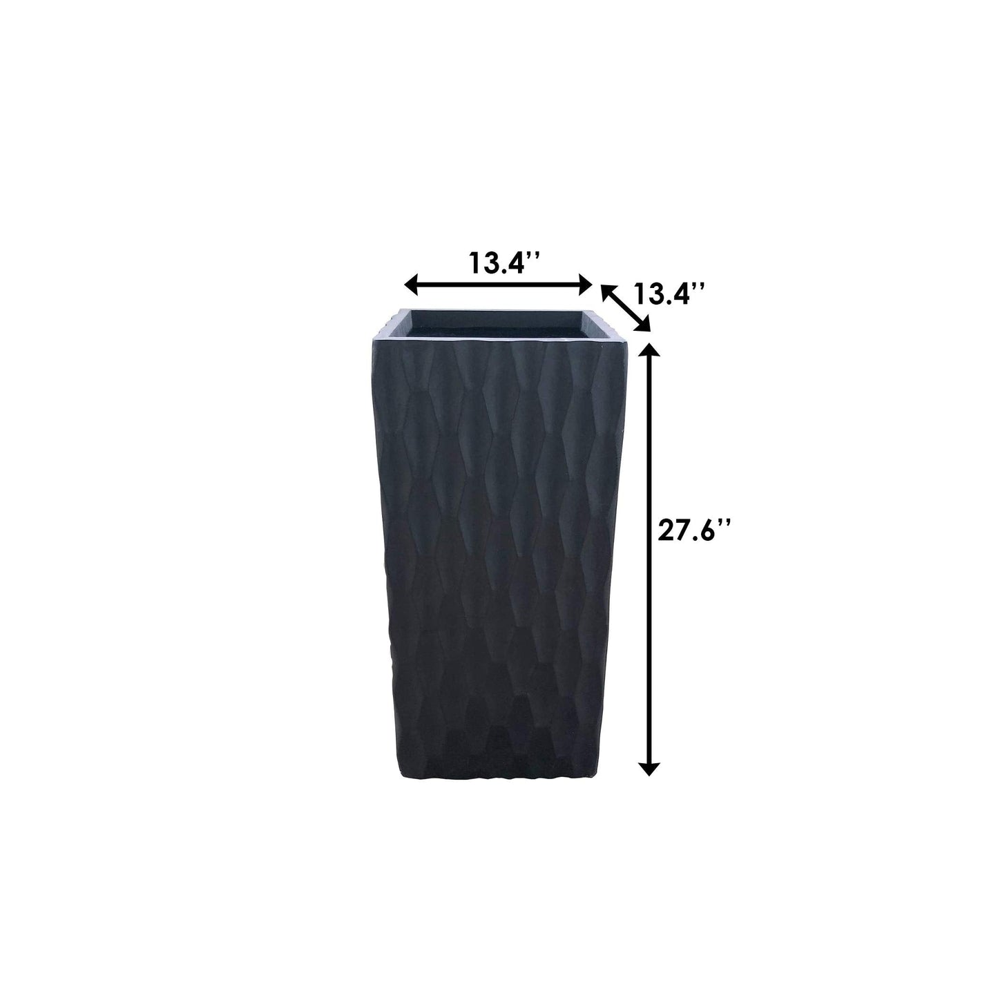 Kante 13.4" x 13.4" x 27.6" Square Concrete Retro Tall Lightweight Rectangle Outdoor Planter Pots with Drainage for Patio Deck Livingroom Burnished Black