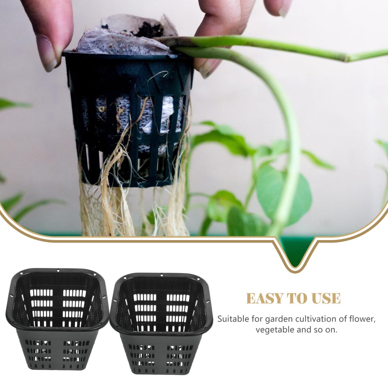 Toddmomy 8Pcs 5.5" Square Net Pots, Heavy Duty Slotted Hydroponic Baskets, Reusable Plastic Plant Nursery Cups for Orchids Aquaponics Pond Plants