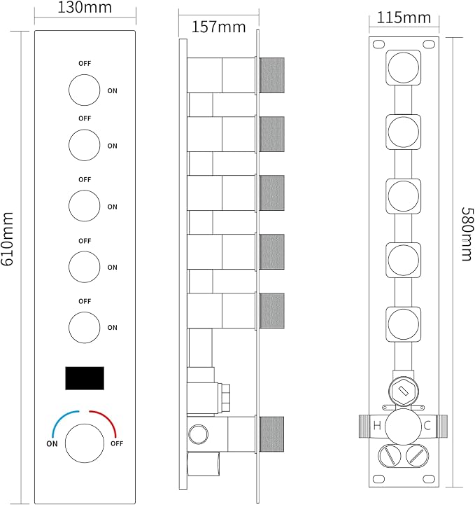 AYIVG Oil Rubbed Bronze Thermostatic Rainfall Shower Mixer System Set 16 x 26 Inch Full Body Shower Jets System 64 Color LED Shower Faucets Sets Complete Temperature Display Shower System Set