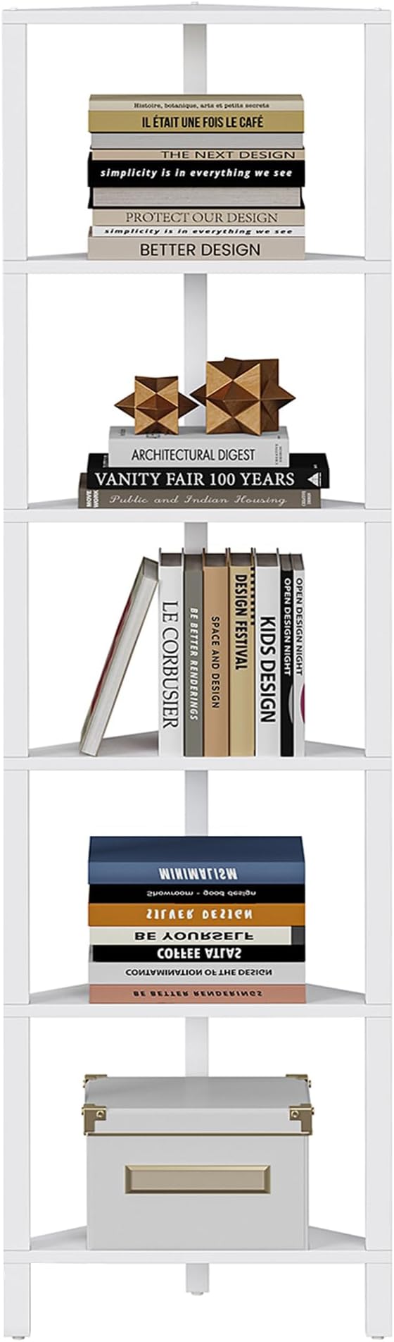 TUTOTAK 6-Tier Corner Bookshelf, Corner Shelf