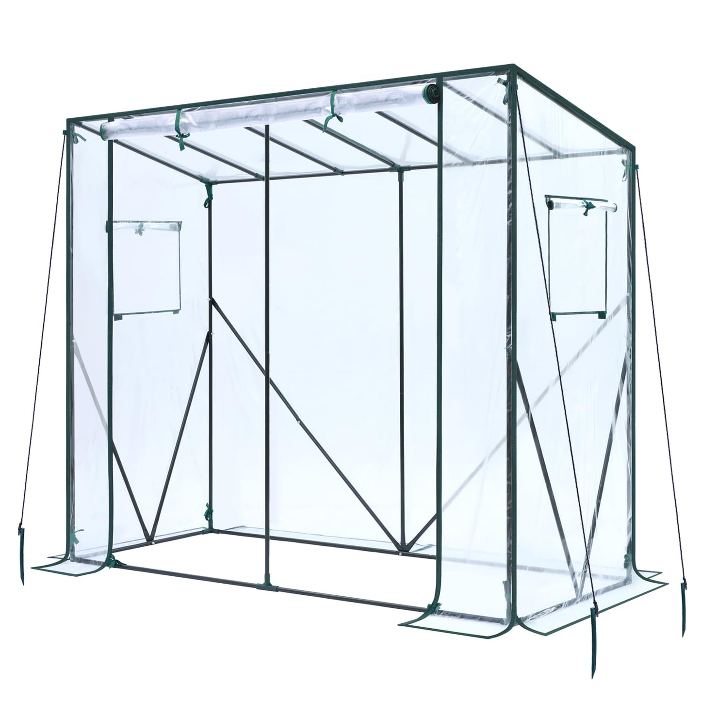 Ohuhu Tomato Greenhouse for Outdoors: Portable Lean to Green House Heavy Duty with Roll-Up Zippered Door, Tall Plastic Greenhouses for Outside Plants Growing Shed Tent for Backyard Transparent