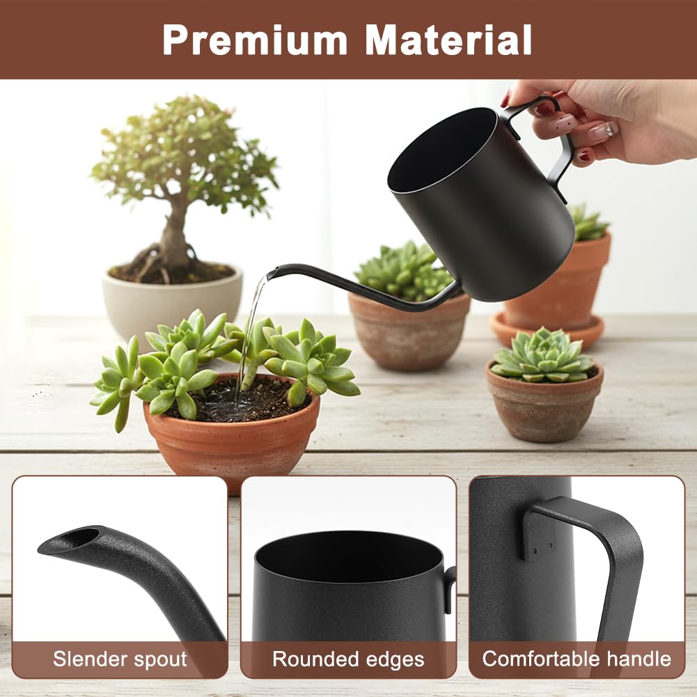 Watering Can for Indoor Plants, 12 oz / 350 ml Mini Plant Waterer, Stainless Steel Watering Can with Long Spout for House Plants, Succulents and Garden Decorative, Gentle Flow & No Spills