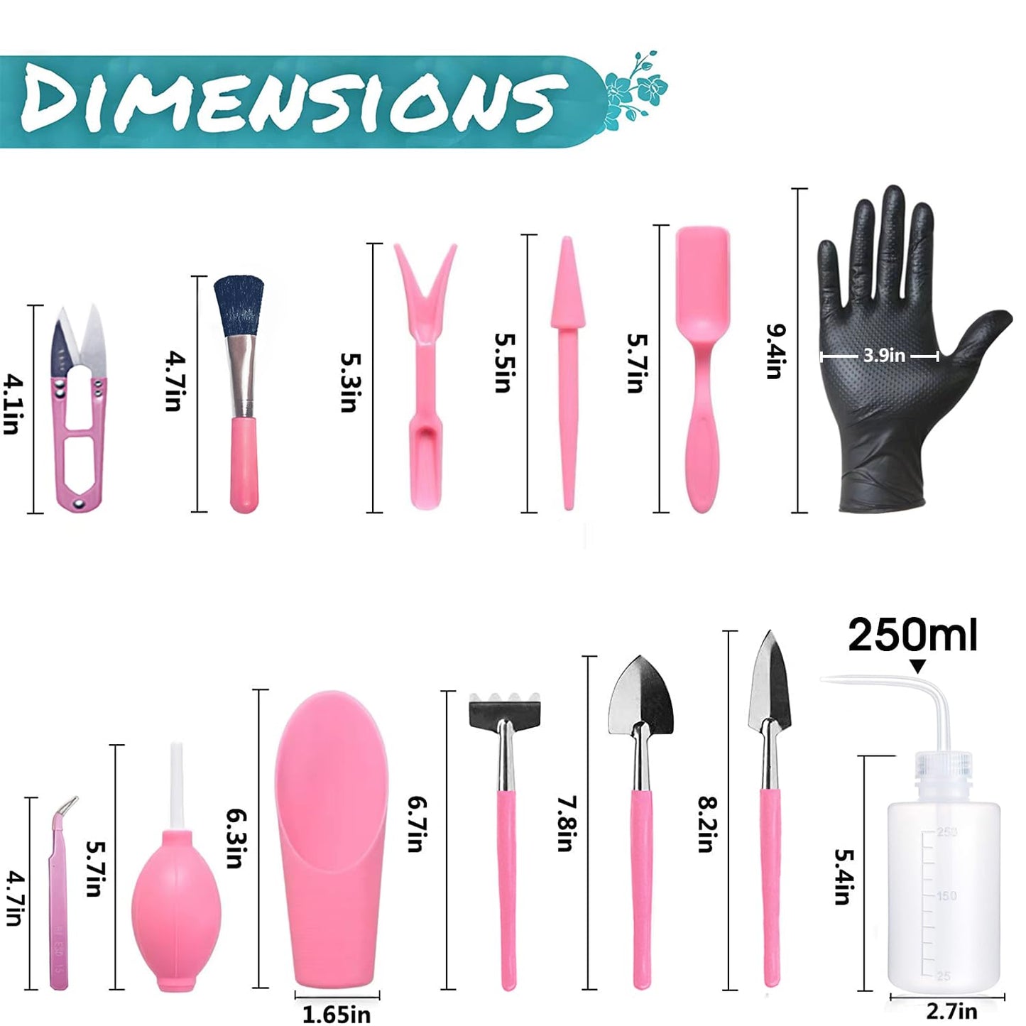 Melphoe 25Pcs Mini Garden Hand Transplanting Succulent Tools Set, 39.4" Thickened Repotting Mat & Plant Tag, Miniature Planting Indoor Fairy Care, Potting, Cactus, Houseplant Bonsai Tool Kit (Pink)