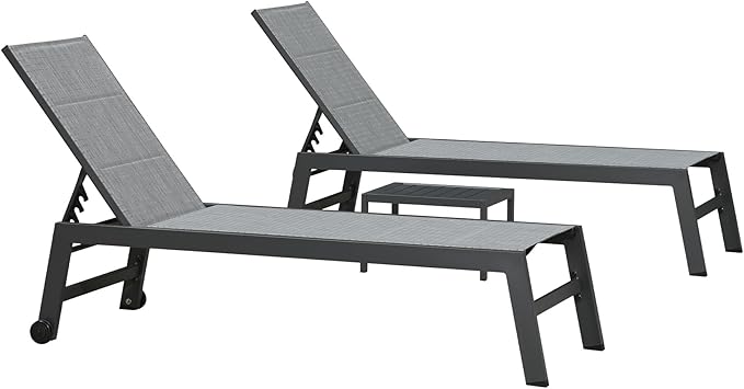 PURPLE LEAF Outdoor Chaise Lounge Set of 2 Aluminum Patio Lounge Chair