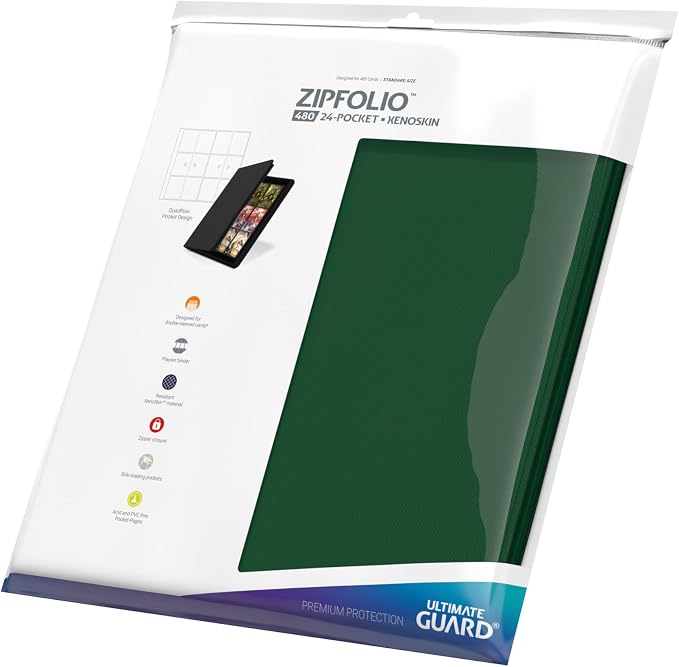 Ultimate Guard Zipfolio 480 – 24 Pocket XenoSkin (Quadrow) Green