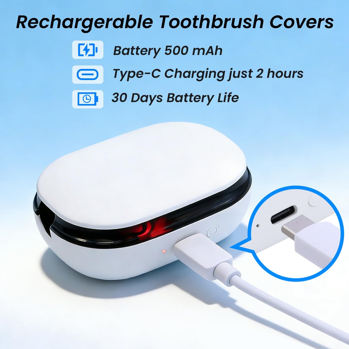 FamilyKit UV-C Toothbrush Sanitizer Holder, Rechargerable Magnetic Tooth Brush Cleaner Cover Manual/Electric Toothbrush Sanitizer Case for Travel Home 