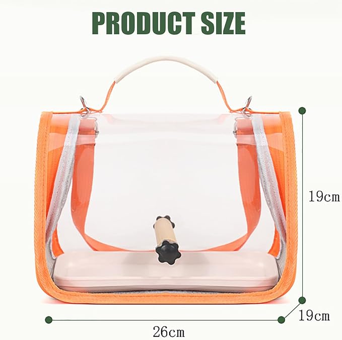 Portable Bird Travel Carrier Breathable Mesh Backpack with Perch Tray Clear View Lightweight Foldable Carrier for Small Parrots Parakeets Lovebirds (Grey)