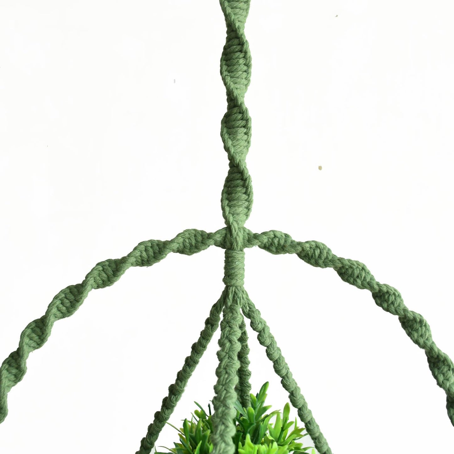 Macravine 2-Pack Handcraft Plant Hanger with Circular Ring, Hobo Art Planter Holder for Window, Macrame Plant Hanging Round, 2 Size 11.8"*23.6, 11.8 * 31.5", Green Color (No Pot and Plant Included