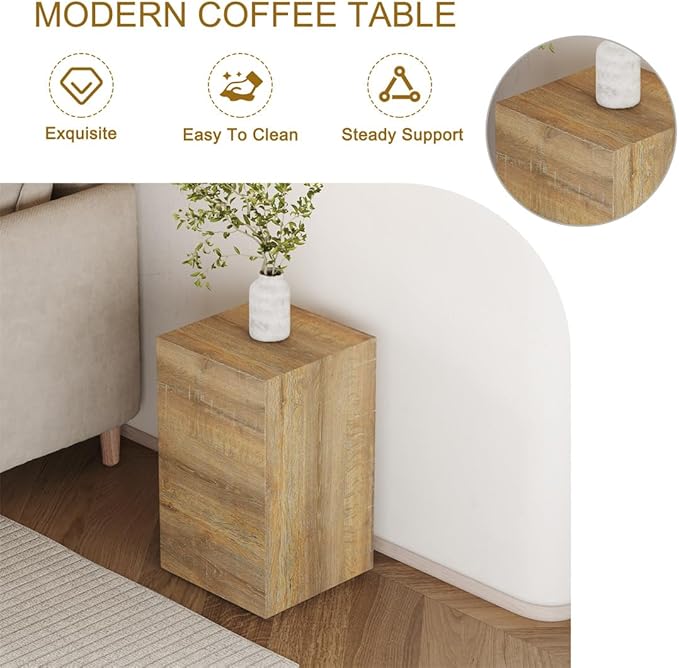 Coffee Table Set for 3, Living Room Table Set, Wood Coffee Table and Side Table