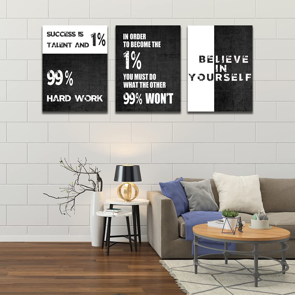 Motivational Canvas Wall Art Entrepreneur Office Wall Decor Inspirational Poster Print Modern Black Wall Painting Picture for Workplace Living Room Bedroom, Ready to Hang 12inch x16inch x3pieces