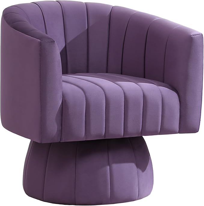 Swivel Accent Barrel Chair, Cute Comfy Small Round 360° Arm Chair. Velvet Club
