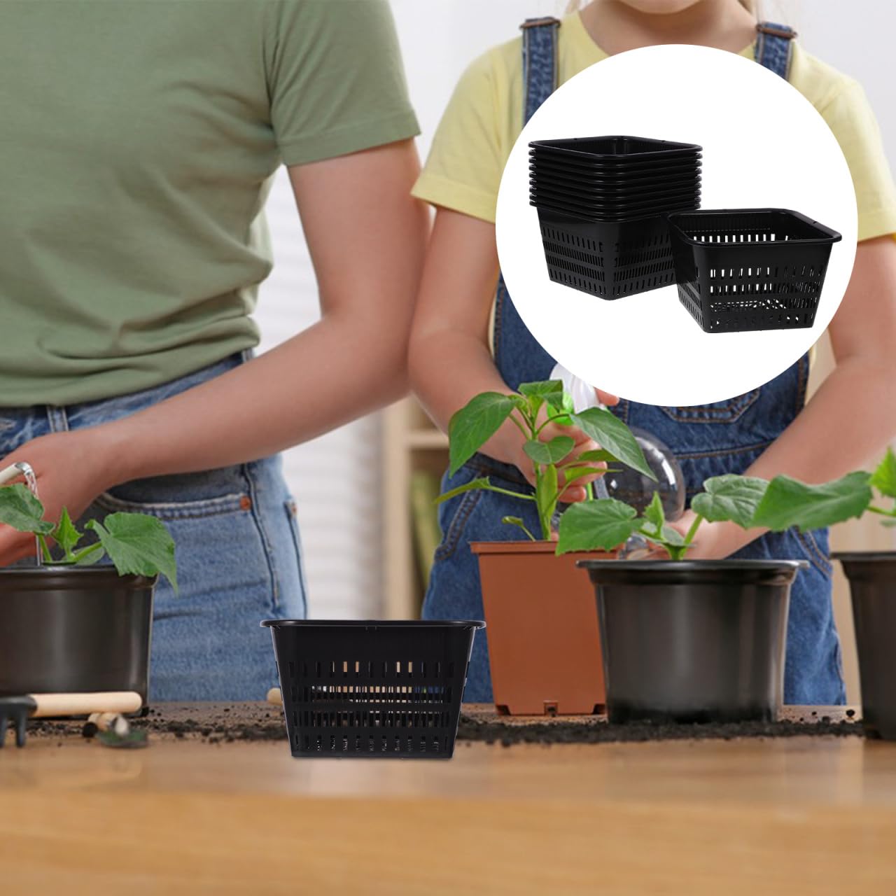 Hemoton Pond Plant Baskets, Heavy Duty Plastic Mesh Net Pots for Aquatic Plant Pot and Hydroponic Baskets in Aquarium Container, 10 Pack