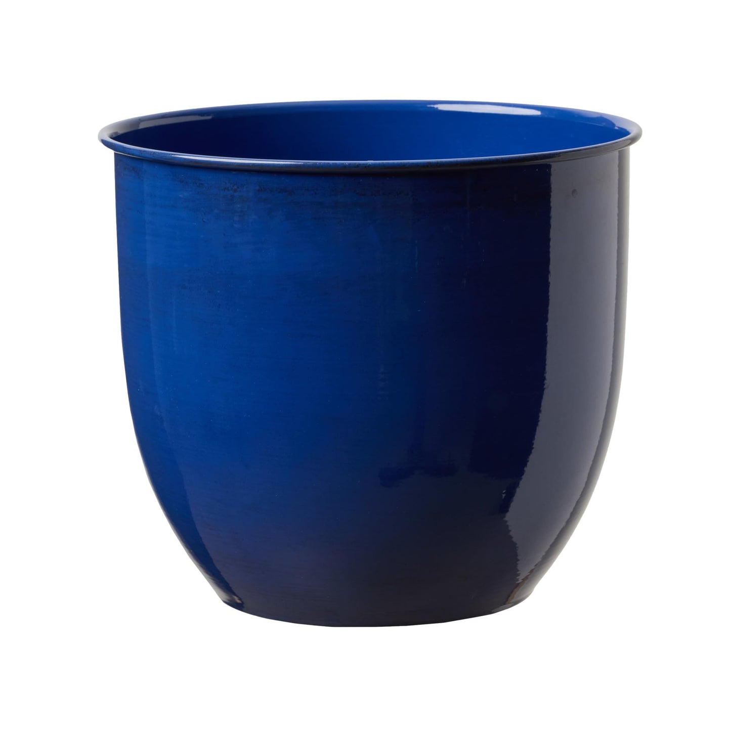 Bloem Canyon 8" Indoor Metal Cachepot - Glossy Decorative Planter with Powder-Coated Finish, Removable Drain Plug, Cobalt