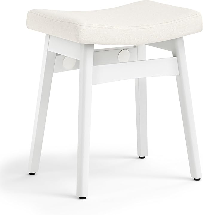 LUE BONA Solid Wood Vanity Bench Stool, 17.3" H Ergonomic Saddle Stool