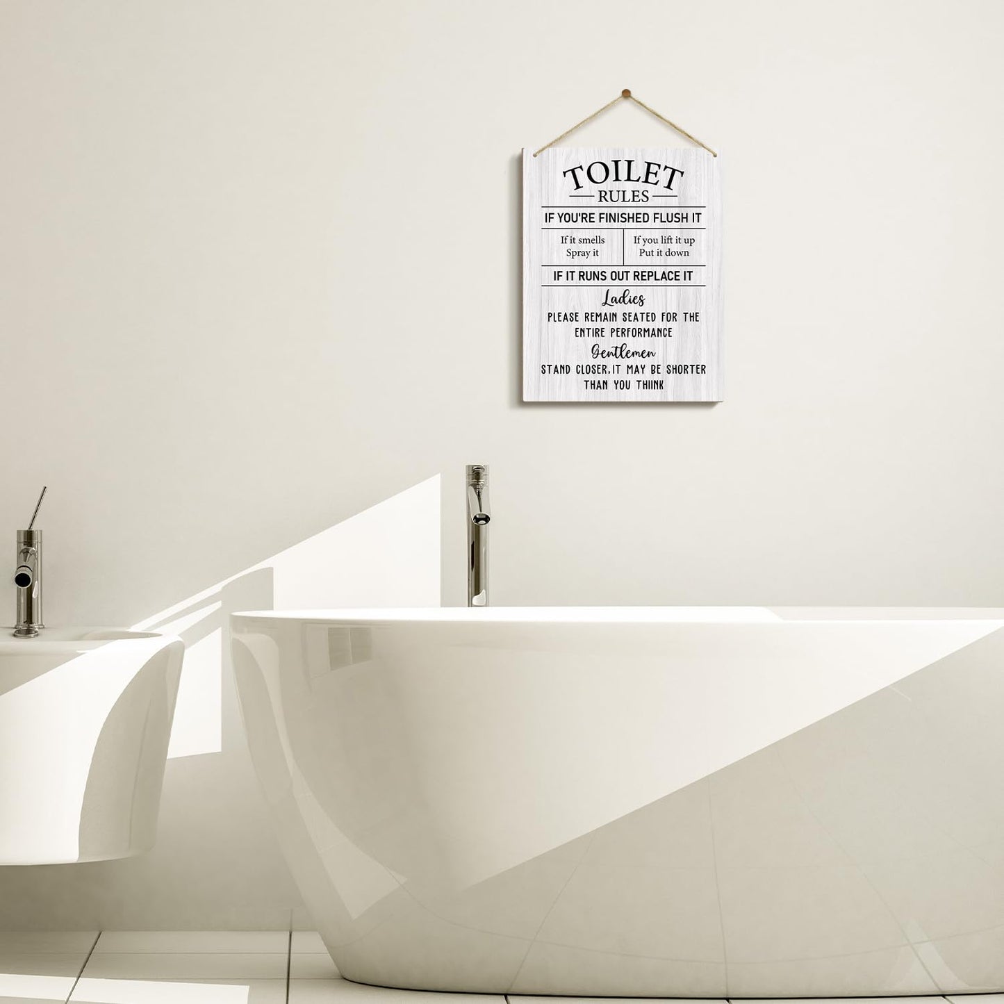 Toilet Wooden Sign, Housewarming Gift For Women Men Coworker Friend, Funny Toilet Rules Sign Back Of Toilet Decor Bathroom Decor Wall Art Decorations For Home Wall Sign Hanging Sign -08