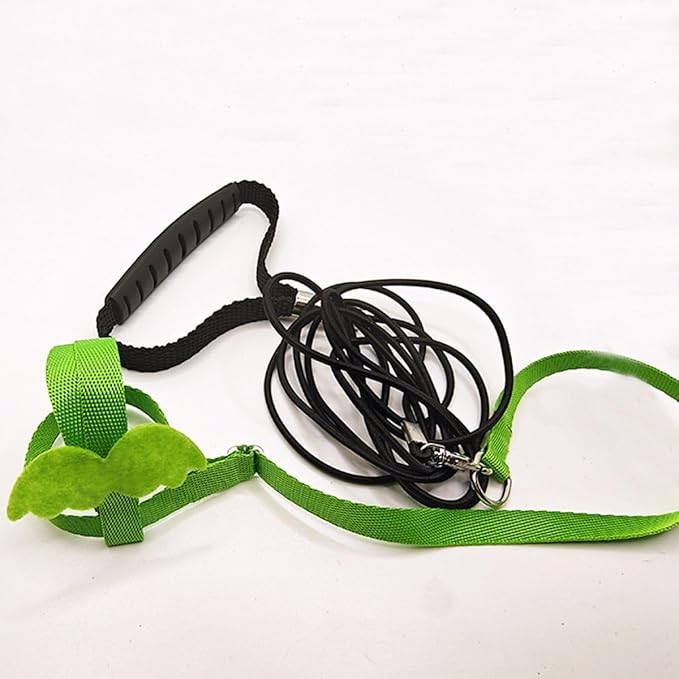 Pet Parrot Bird Harness and Leash, Adjustable Training Design Anti-Bite, Bird Nylon Rope with Cute Wing for Parrots, Suitable for Macaw Cockatoo Cockatiel Lovebird Conure African Grey (Pink,L)