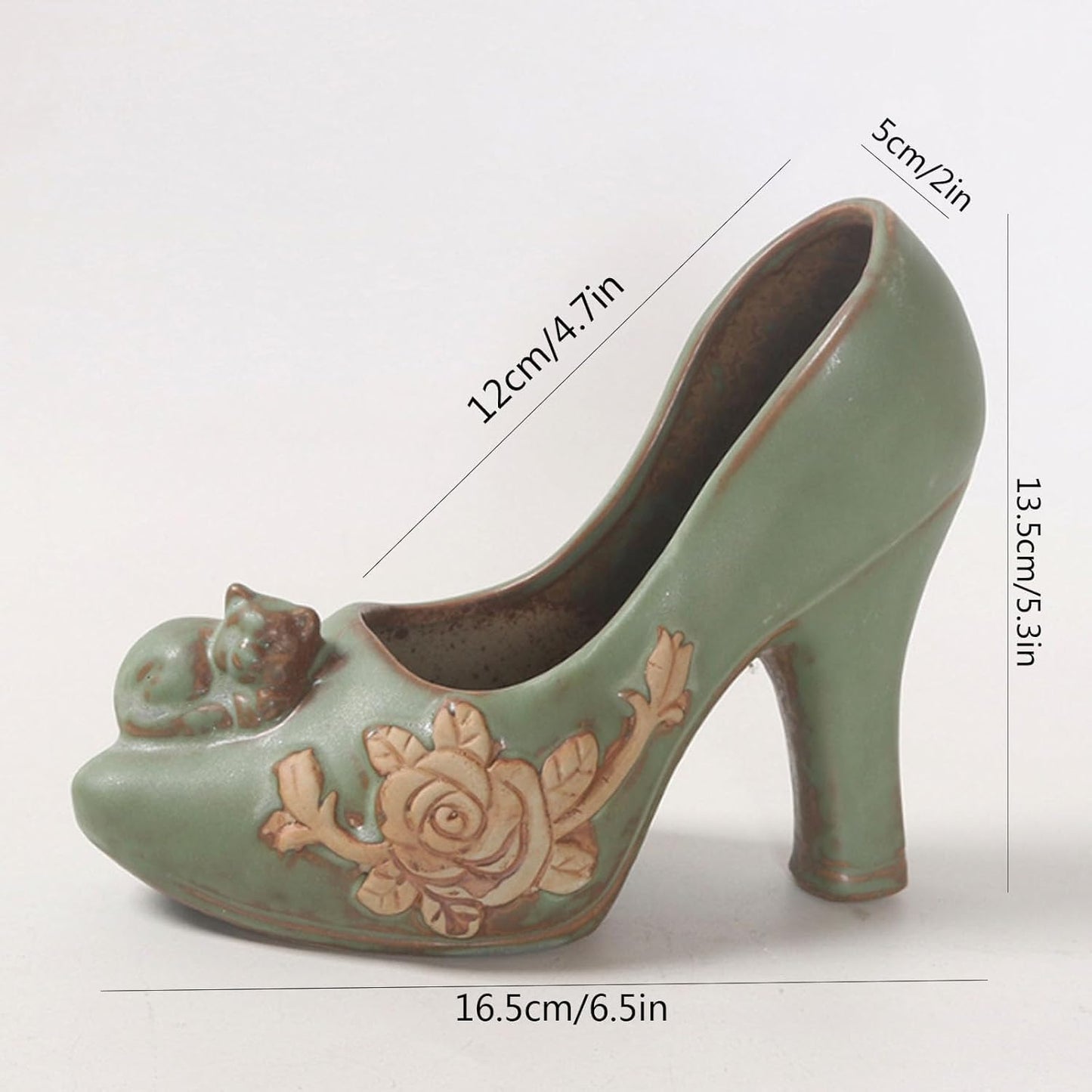EatingBiting Retro Ceramic High Heel Succulent Plant Pot Flower Pot Cat & Heel Shoes Design Planter Decoration Vase Succulent Planter Modern Flower Vase Cactus Pot